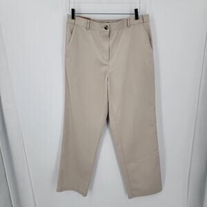 L.L. Bean Classic Fit Chino Pants Womens 12 Reg Khaki Flat Front